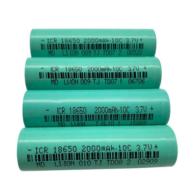 10C Cylindrical Lithium Ion Battery Cells 3.7V 2000mAh 800 Cycles